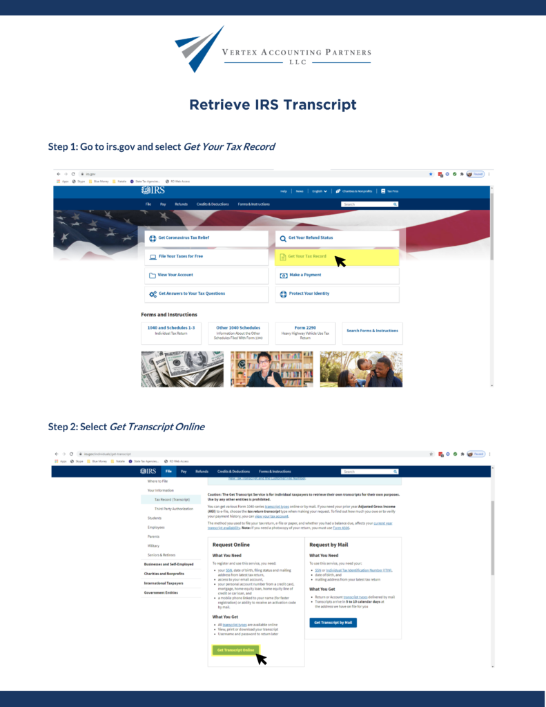 IRS Transcript Instructions Page 1 791x1024 